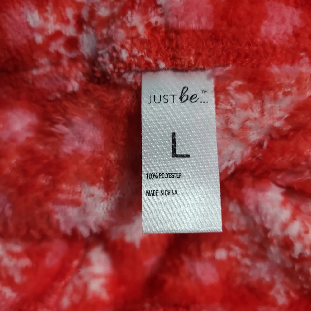 Ladies Large SNOWFLAKE GINGHAM Plush‎ Fleece Pajama Pants Brand New Red White
